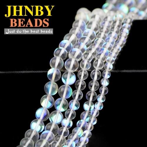 JHNBY AAA Natural White Synthetic Flash Stone Labradorite Stone Beads 6/8/10MM Round Loose Beads Jewelry Bracelet Making DIY