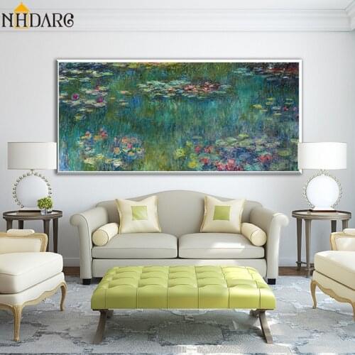 Claude Monet HD Water Lilies impressionistic style Canvas Print Painting Art Large Size Wall Pictures for Living Room Home Decor