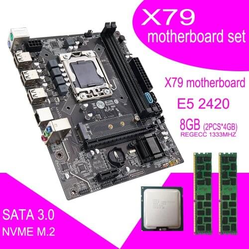 X79 motherboard kit set with Xeon LGA 1356 E5 2420 cpu 2pcs x 4GB = 8GB 1333MHz pc3 10600R DDR3 ECC REG memory ram combo