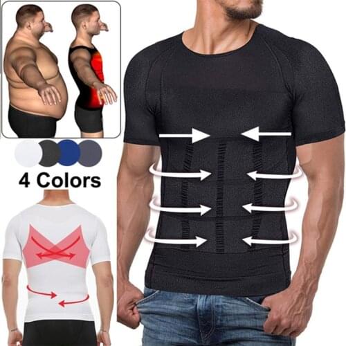 Compression Shirts for Men Shapewear Slimming Body Shaper Waist Trainer Vest Workout Tank Tops Abdomen Undershirts