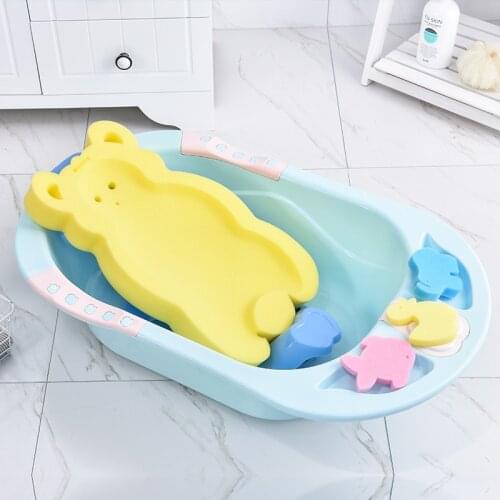 Baby Shower Bath Tub Pad Non-Slip Bathtub Seat Support Mat Newborn Safety Bath Mat Cushion Foldable Newborn Soft Sponge Bath Mat