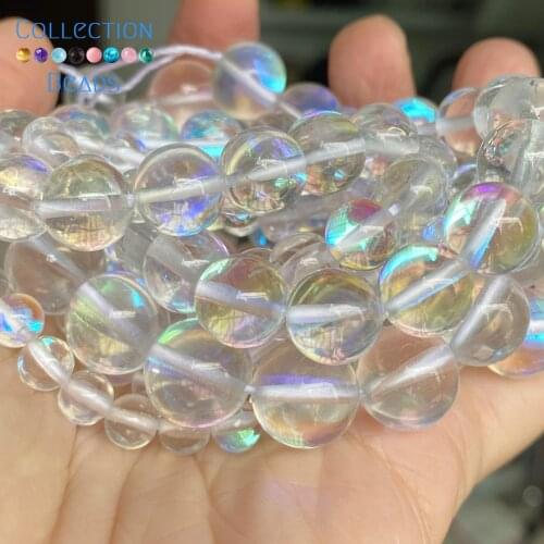 Natural White Austrian Crystal Stone Spacer Loose Round Bead For Jewelry Making 6-12 MM DIY Bracelets Accessories Wholesale 15