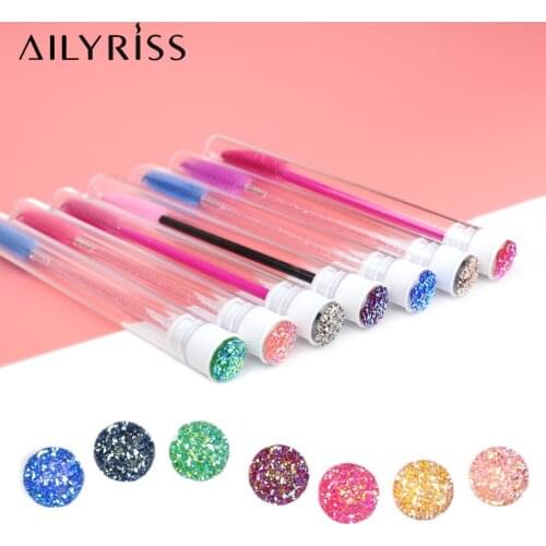 Reusable eyebrow brush tube disposable eyelash brush eyebrow brush replaceable dust-proof Sparkling broken diamond at bottom