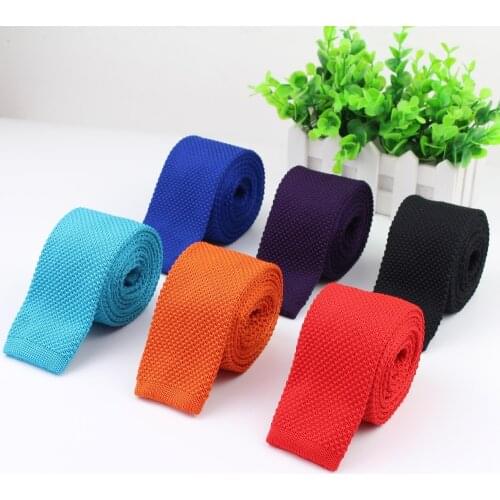 Men Knitted Knit Leisure Solid Color Ties Fashion Skinny Narrow Slim Necktie For Men Skinny Woven Designer Cravat