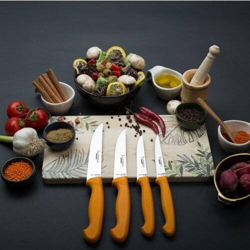 Lazbisa Kitchen Knife Set Meat Vegetable Fruit Bread Knife 4 Pcs Gold Series knife sets kitchen knife serrated knife