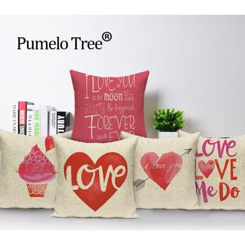 Letter pink cushion cover Square 45*45 cushions home decor Custom pillow cover love linen outdoor cushions throw pillows
