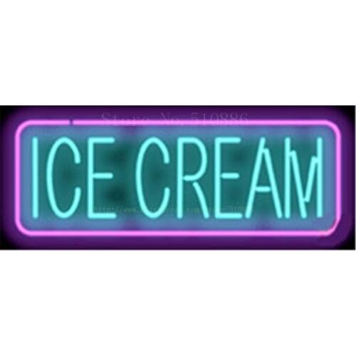 17*14" Ice Cream NEON SIGN REAL GLASS BEER BAR PUB LIGHT SIGNS display store Restaurant Shop food drink Advertising Lights