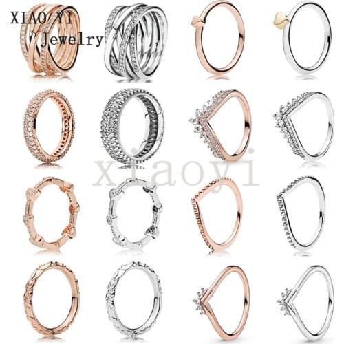 XIAOYI 2020 new 100% 925 Classic heart wide version interlace crown flower ring a variety of original fashion jewelry gifts lady