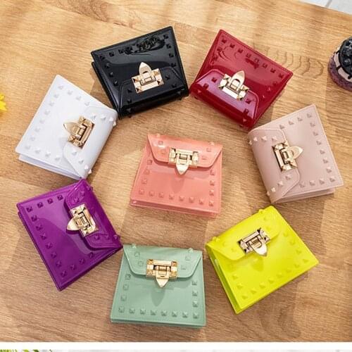2021 New Woman Bag Fashion Solid Color Rivet Small Bag Candy Color Jelly Bag Shoulder Diagonal Bag