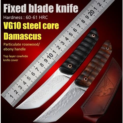 VG10 damascus steel knives hunting knife survival military camping outdoor utility tactical fixed blade Knife edc tools