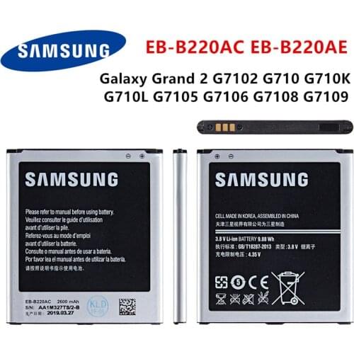SAMSUNG Orginal EB-B220AC EB-B220AE Battery 2600mAh For Samsung Galaxy Grand 2 G7102 G710 G710K G710L G7105 G7106 G7108 G7109