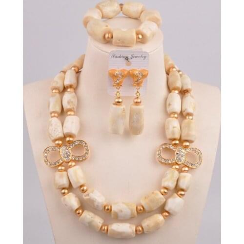 Latest White Coral Necklace African Wedding Beads Nigeria Coral Beads Jewelry Sets for Women 21D-1