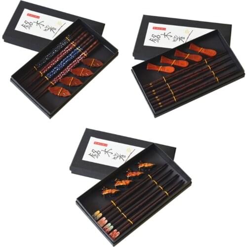 P8DE 1 Set Chopsticks Set Hardwood Chopsticks Reusable Japanese Style Natural Wood