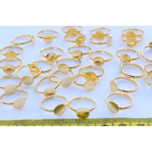 250pcs adult use Adjustable Gold Tone Rings with Glue Pad 8mm wholesale lead and nickle free