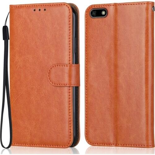 Folio Luxury Leather Case for On Huawei Honor 7S Wallet Stand Flip Case Phone Bag with Strap
