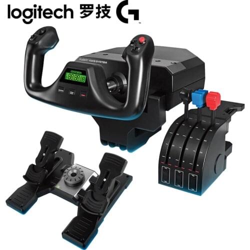 Logitech Flight Yoke System Logitech G Saitek PRO Flight Simulator Yoke Throttle System Sim for PC MAC