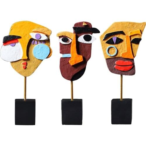 Modern Abstract Face Sculpture Ornament Statue Office Cabinet Shelf Artwork