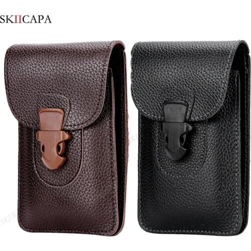 Universal Genuine Leather Phone Pouch for Xiaomi POCO M3 Pro X3 GT 11 Lite Belt Holster Wallet Phone Case For Redmi Note 10 5G