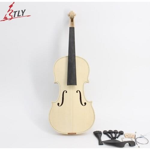 In Stock Factory Unfinished White Violin Selective 10 Years Natural Dried Maple Back Spruce Top Handmade Violin Full Size
