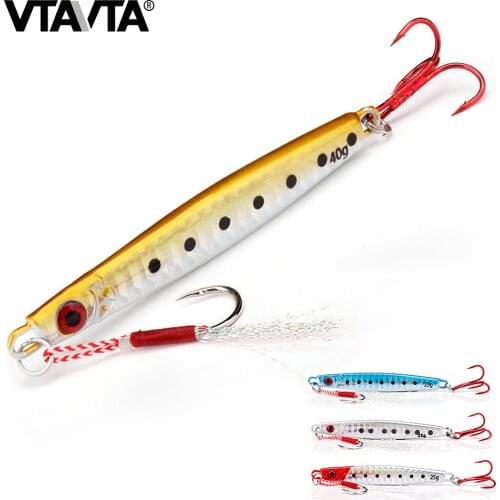 VTAVTA Metal Jig Sea Fishing Lure 25g 40g 60g Luminous Design Slow Jigging Lure Hard Artificial Bait Jigs For Fishing Spoon