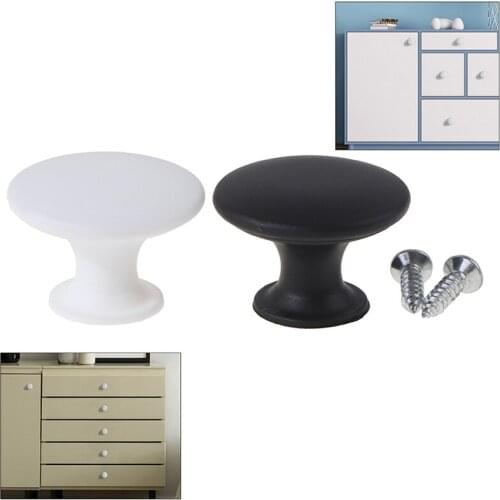 Single Handle Pull Knob Cabinet Drawer Handle Screw Plastic Basic Round Drawer