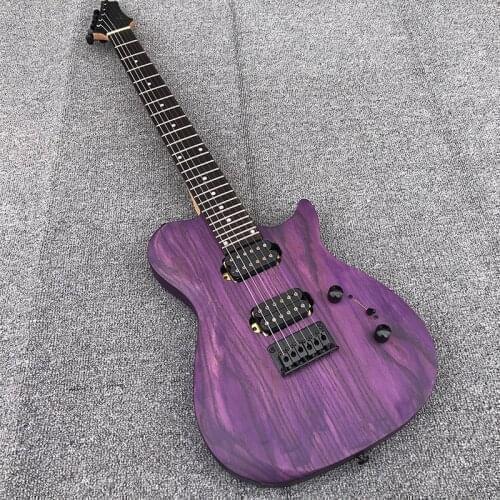 High-grade 6-string electric guitar, purple matte paint. Black accessories, ASH pewter body, maple neck, postage included