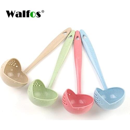 WALFOS FOOD GRADE 2 In 1 Long Handle Soup Spoon Porridge Spoons Ladle Colander With Filter Flatware Cooking Kitchen Accessories