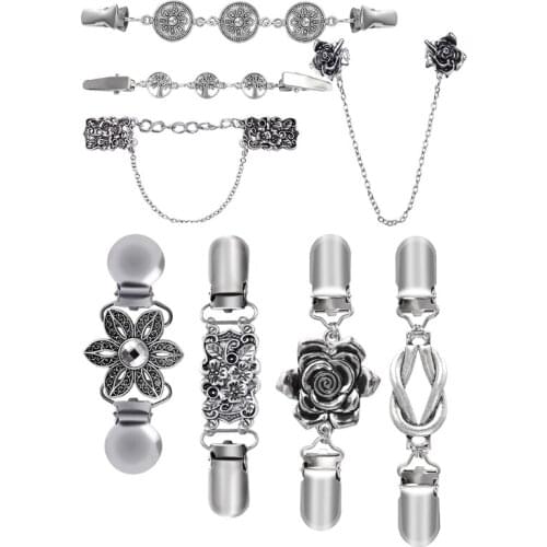 L5YD 8 Pieces Vintage Sweater Shawl Clips Cardigan Clips for Female