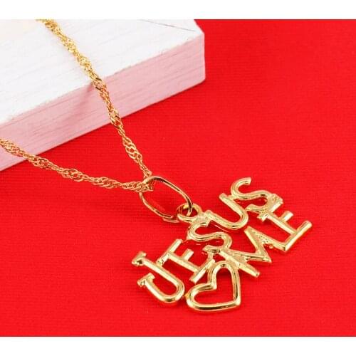 Jesus Love Me Necklace Pendant Great God Jewelry Christ Savior Redeemer Deliverer Jesus Gold Color Women Jewelry