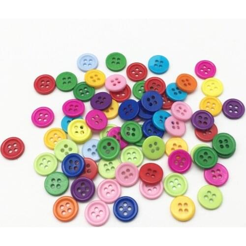 100pcs 12mm Mixed Clothing Round Button 4-Holes Flatback Resin Buttons DIY Handmade Sewing Scrapbooking Accessories