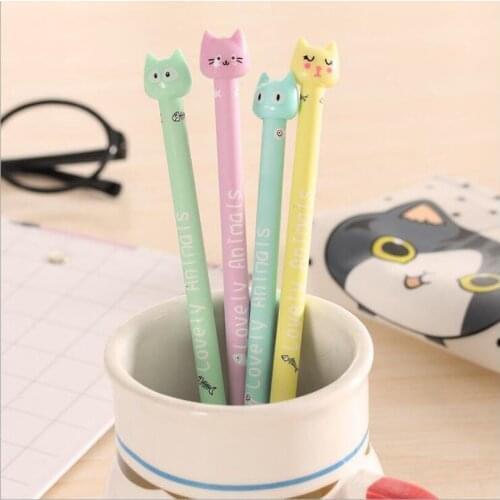 12pcs/lot Cute 3D Cat 0.5mm Black ink gel pen/kawaii Signature pen/Funny students' gift/office school Stationery supplies G149