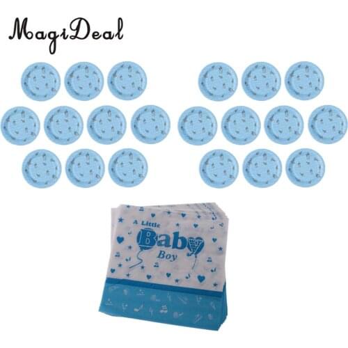 20 Sets Milk Bottles Pacifier Disposable Paper Plates Baby Boys Napkins Serviettes Birthday Christenings Party Catering Supplies