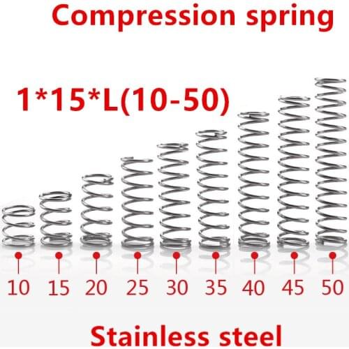20pcs/lot 1*15*10/15/20/25/30/35/40/45/50mm spring 1mm stainless steel Micro small Compression spring