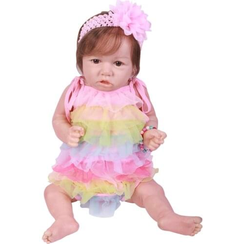 23'' 58CM Lovely Bebe Reborn Baby Dolls Full Vinyl Body So Truly Like Alive Doll In Brazil Toddler bebe Toy Birthday Gifts