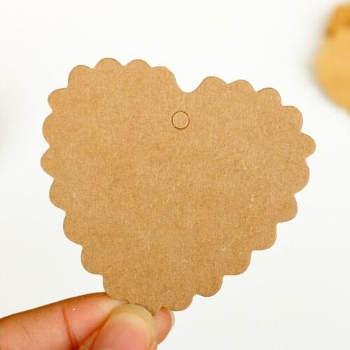 300pcs Love Heart Shape Kraft Gift Tag Vintage DIY Bookmarks Party Decorative Candy Box Packing Hang Tags Stationery Supplies