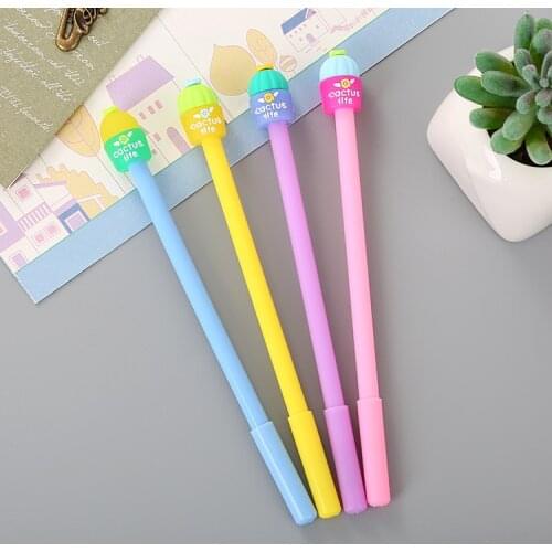 40 pcs Creative Stationery Jelly Cactus Neutral Pen lovely fresh Student Water Pen Cartoon Office Needle sign Pen