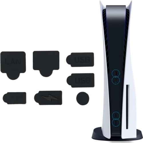 7pcs Silicone Dust Plugs Set USB HDM Interface Anti-dust Cover Dustproof Plug Cover Cap For PS5 Game Console Accessories