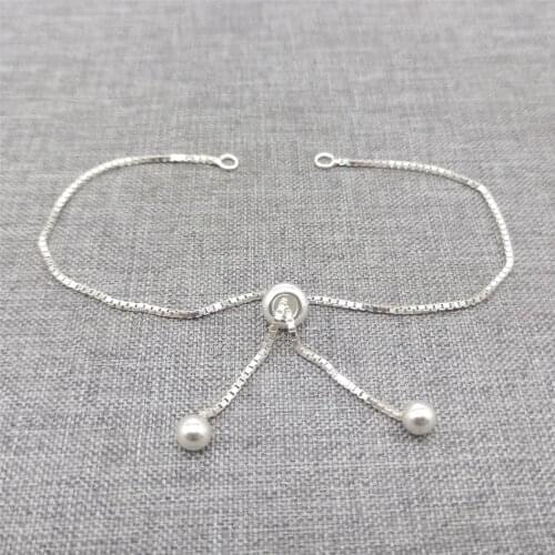 925 Sterling Silver Adjustable Bracelet Making Box Chain with Stopper Bead