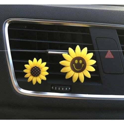 Car Decoration Air Conditioning Outlet Sunflower Perfume Clip Solid Perfume Car Air Freshener Auto Interior Accessories