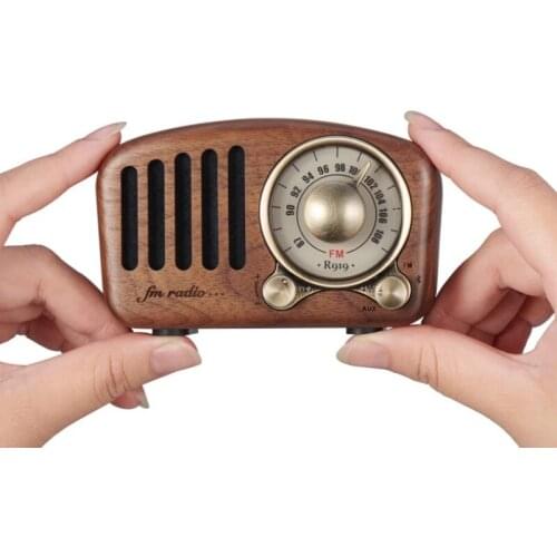 Wood Wireless Bluetooth Speaker Retro Radio Receiver Mini Portable Vintage FM Radio Support TF Card Wireless Loudspeaker Column