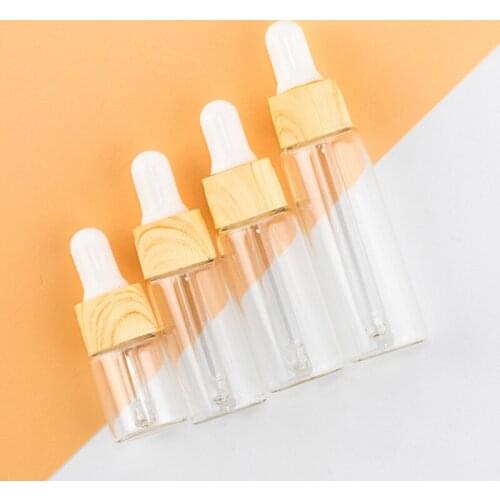 Wood Grain Empty Glass Dropper Split Charging Bottle Sample Essential Oil Liquid Makeup Cosmetics Travel Refillable Vial JS22