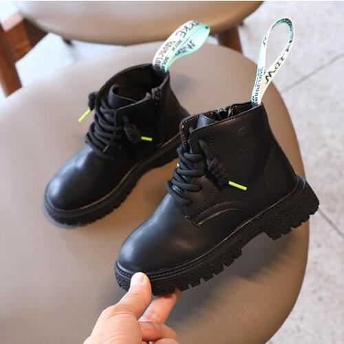 Childrens boots Fashion Leather Single Boots For Boys Girls Kids Martin Boots Shoes Casual Soft Children Baby Toddler Shoes