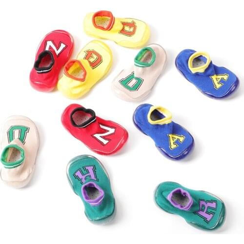 Spring Baby Toddler Shoes Non-slip Fox Tiger Sock Floor Foot Socks Letters 5Colors 4Sizes KeDing