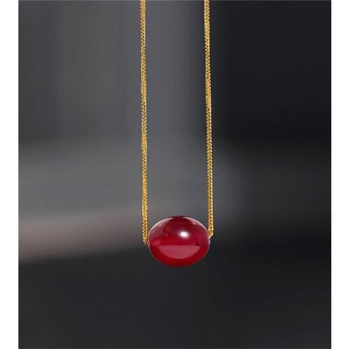 DMBS238 Perfect round plain ruby Lulutong pendant Gemstones natural authentic natural yellow 18K gold Chopin necklace