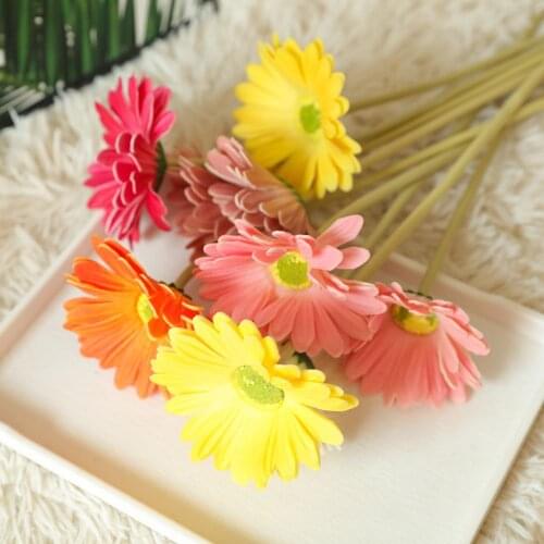 Simulation Gerbera PU Artificial Flowers for Home Decoration Flower Arrangement Party Wedding Display Fake Floral DIY Garland