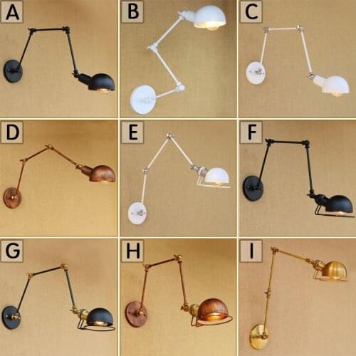 Personality Adjustable Angle Long Arm Living Room Bar Industrial Retro Vintage Wall Lamp Led Sconce Indoor Lampshade Luminaire