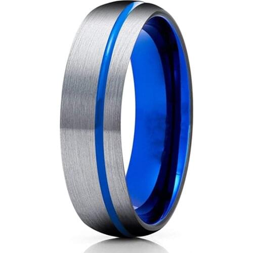 6mm stainless steel jewelry ring blue arc groove brushed ring ladies ring fashion jewelry creative accessories