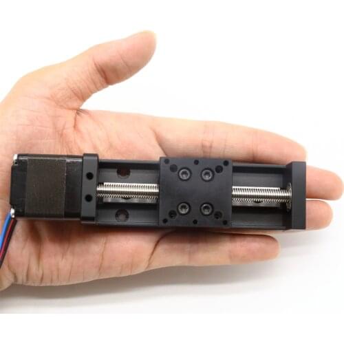 0.05 mm Accuracy Mini sliding table, Stroke 15-300mm, Lead Screw T6 ,Screw pitch 1mm, including NEMA11 motor