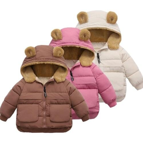2021 New Autumn Winter Children Jacket with Ear Cotton Baby Girl Clothes Warm Hooded Boys Outerwear Kids Fashion Coat For Babies