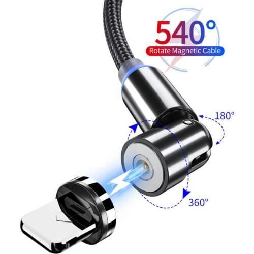 Magnetic Mobile Phone Cables For iPhone Charging Cables 540 Degree Rotation Phone Line Nylon Durable Line Charging Accessories